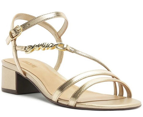 SANDÁLIA SALTO BLOCO ANACAPRI TIRAS DOURADA