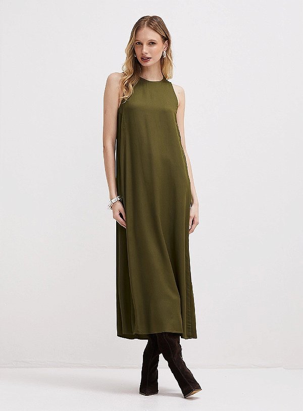 VESTIDO FORUM MIDI SOLTO COM DETALHE