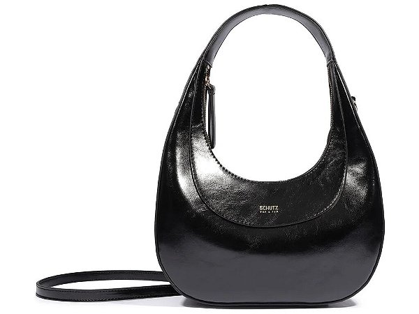 BOLSA MÉDIA HOBO COURO ZIPER ALÇA GRANDE SCHUTZ PRETO