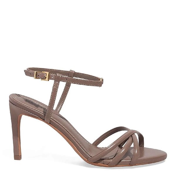 SANDÁLIA SANTA LOLLA COURO CONFORT SALTO FINO FOG