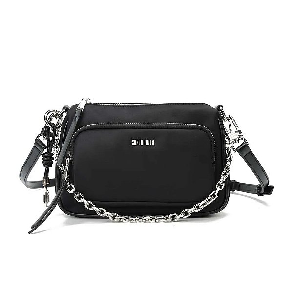 BOLSA PEQUENA SANTA LOLLA NYLON ALÇA TRANSVERSAL - PRETO