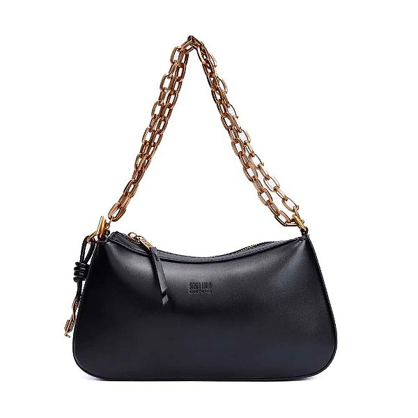 BOLSA SANTA LOLLA PEQUENA BAGUETE SOFT - ALÇA DE OMBRO PRETO