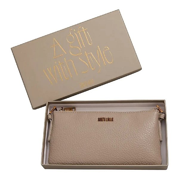 BOLSA SANTA LOLLA FLOATER ALÇA TRANSVERSAL COM CAIXA - GRANITO