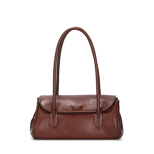 BOLSA MATERIAL RUSTICO SANTA LOLLA MARROM TERRACOTA ALÇA DE OMBRO