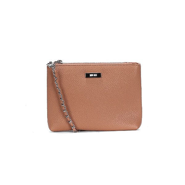 BOLSA PEQUENA FLOATER SANTA LOLLA MARROM ALÇA TRANSVERSAL CORRENTE