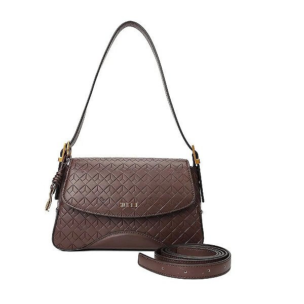 BOLSA SANTA LOLLA MEDIA SOFT CUBOS ALÇA OMBRO - DARK COCOA