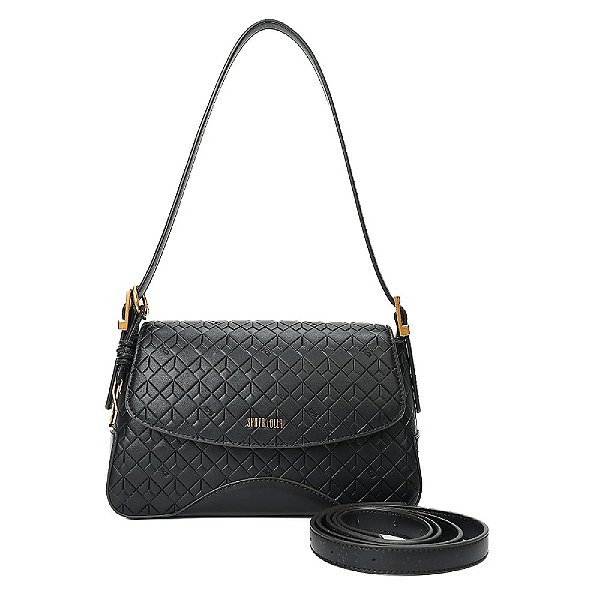 BOLSA MÉDIA SANTA LOLLA SOFT CUBOS ALÇA DE OMBRO - PRETO