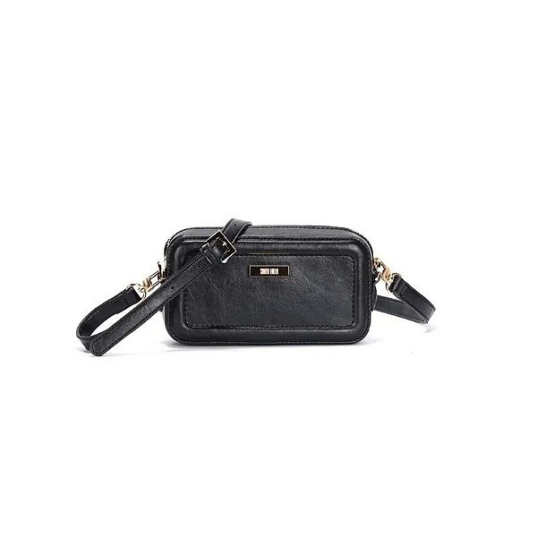 BOLSA PEQUENA SANTA LOLLA RUSTICO PRETA ALÇA TRANSVERSAL