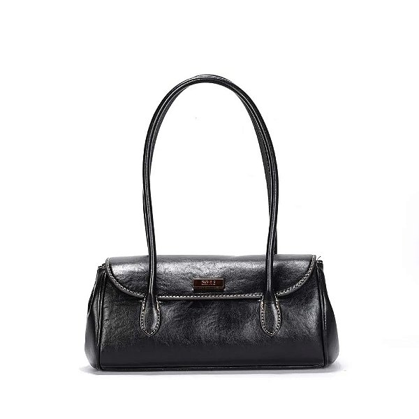 BOLSA SANTA LOLLA MATERIAL RUSTICO PRETA ALÇA DE OMBRO