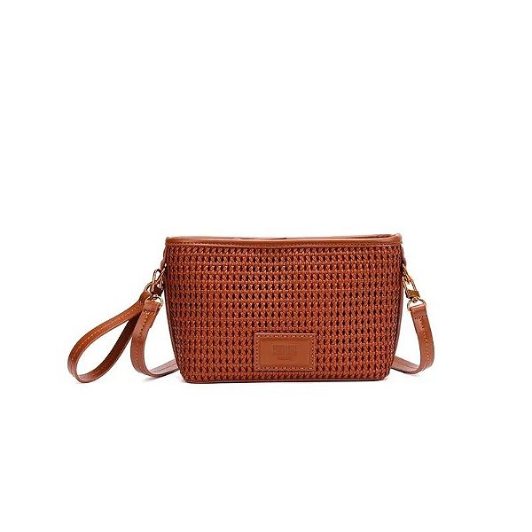 BOLSA CLUTCH TRESSÊ SANTA LOLLA MARROM TERRACOTA ALÇA TRANSVERSAL