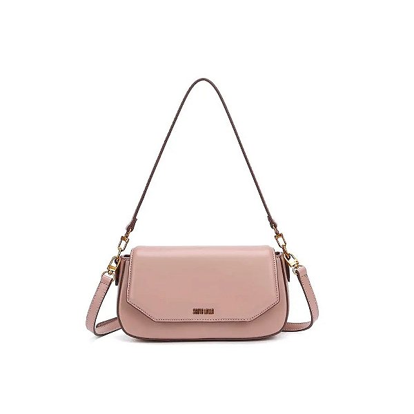 BOLSA BAGUETE SANTA LOLLA MÉDIA SOFT ROSA ALÇA DE OMBRO