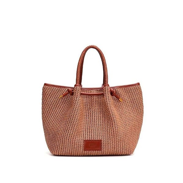 BOLSA GRANDE TRAMADO SANTA LOLLA MARROM SAFARI ALÇA DE OMBRO