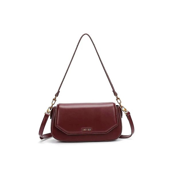 BOLSA BAGUETE SANTA LOLLA MÉDIA SOFT ROXO BERRY ALÇA DE OMBRO