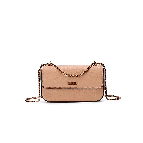 BOLSA SANTA LOLLA PEQUENA FLOATER BEGE ALÇA TRANSVERSAL CORRENTE