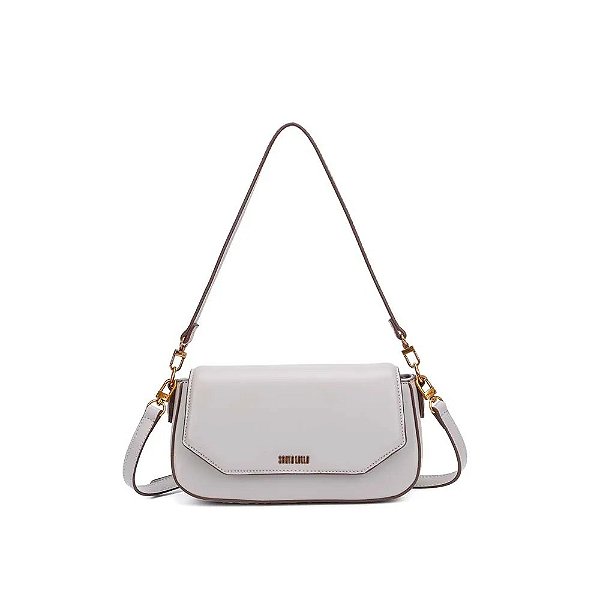 BOLSA BAGUETE SANTA LOLLA MÉDIA SOFT CINZA GRANITO ALÇA DE OMBRO