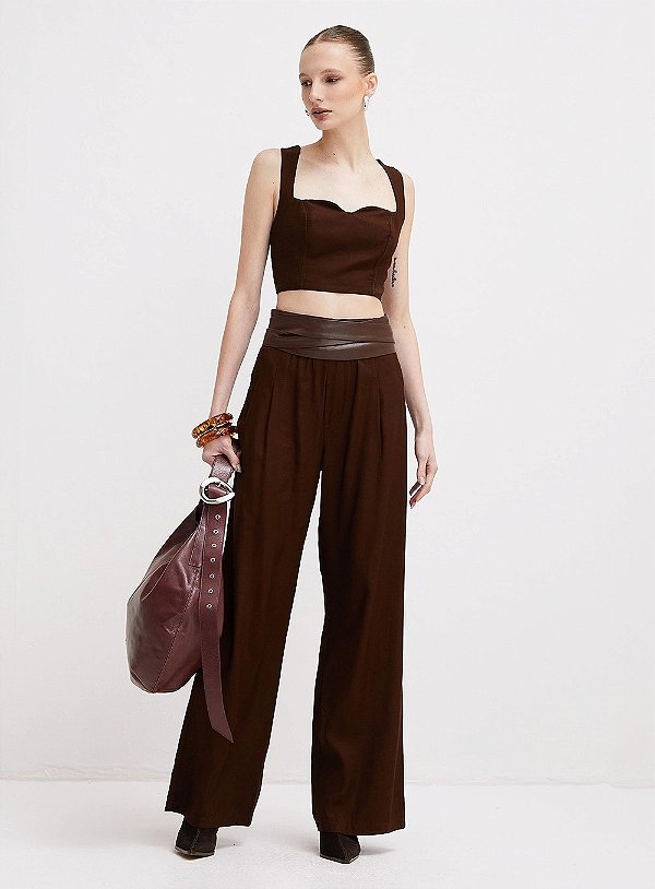 CALÇA CINTURA ALTA FORUM COM CÓS DE ELÁSTICO