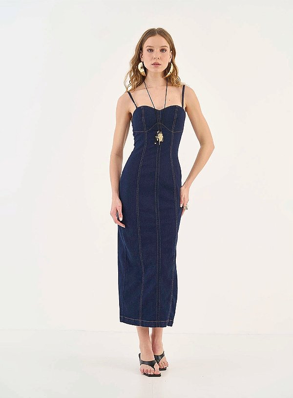 VESTIDO COLCCI SLIM MIDI JEANS