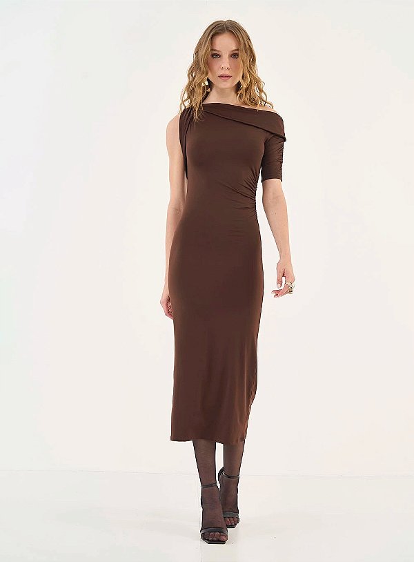 VESTIDO MIDI SLIM COLCCI  ASSIMÉTRICO