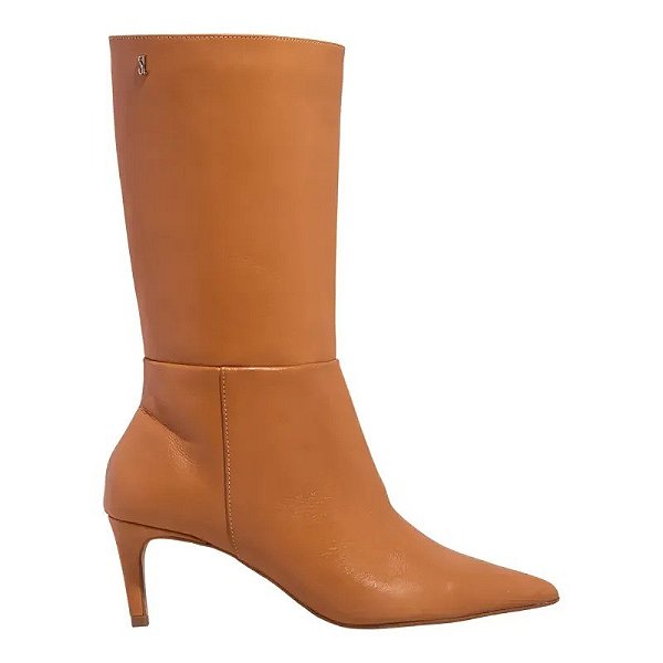BOTA COURO CANO MÉDIOSANTA LOLLA  CARAMELO BICO FINO