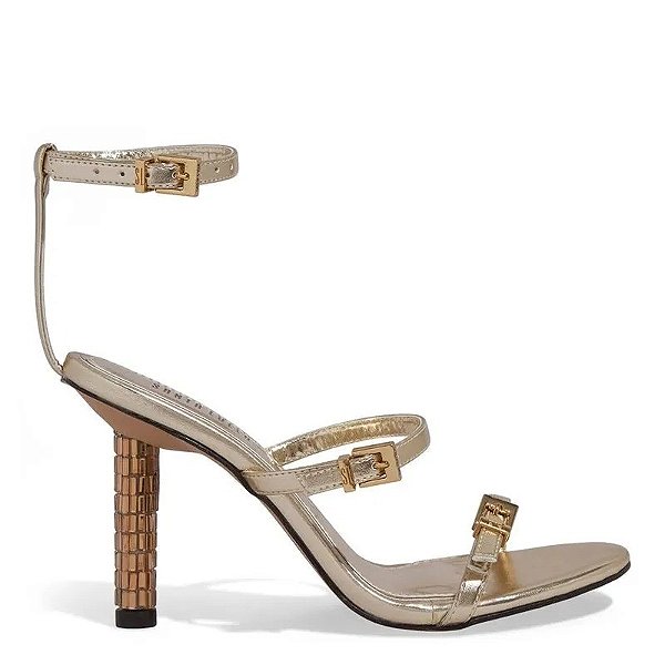 SANDÁLIA METALIZADA SANTA LOLLA SALTO FINO DOURADA