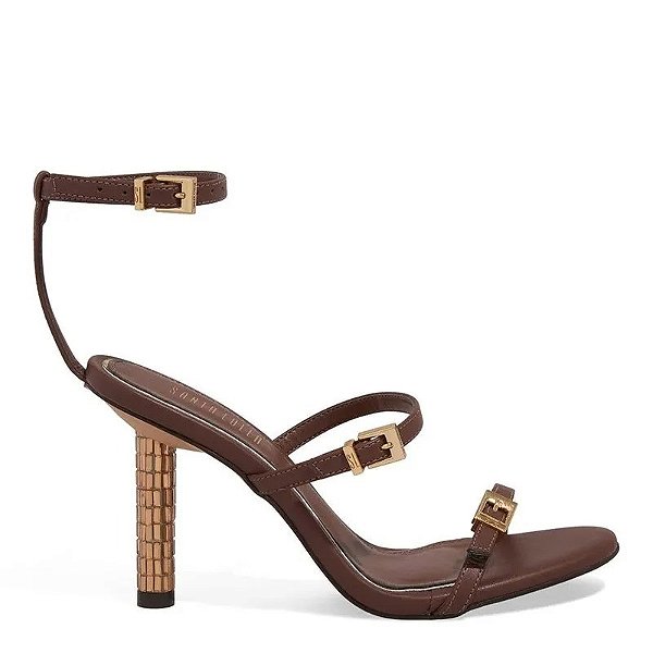 SANDÁLIA NAPA SOFT SALTO FINO SANTA LOLLA MARROM TERRA