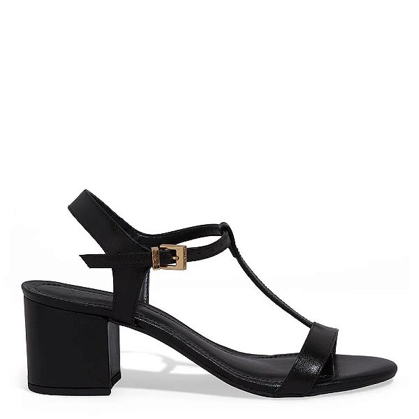 SANDÁLIA COURO SANTA LOLLA CONFORT SALTO BLOCO PRETA