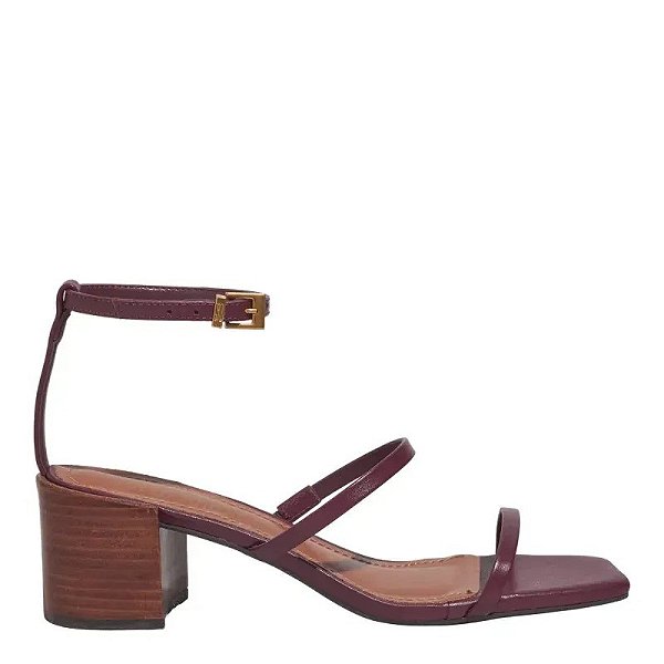 SANDÁLIA COURO CONFORT SANTA LOLLA ROXO BERRY SALTO BLOCO