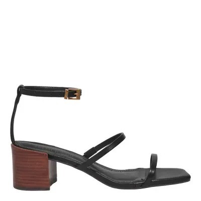 SANDÁLIA COURO CONFORT SANTA LOLLA PRETA SALTO BLOCO