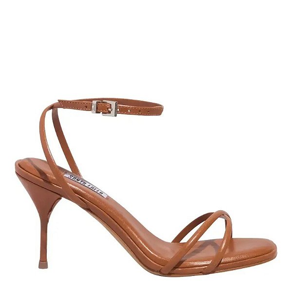 SANDÁLIA NAPA SANTA LOLLA ACOLCHOADA SALTO MÉDIO MARROM