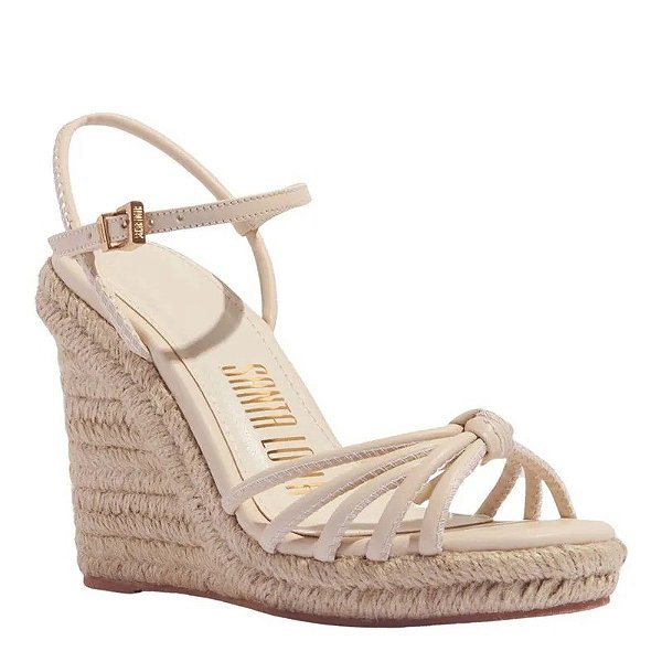SANDÁLIA ESPADRILLE ANABELA NAPA SOFT SANTA LOLLA CREME