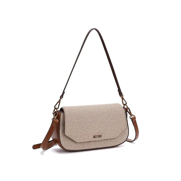 BOLSA BAGUETE SANTA LOLLA CANVAS BEGE ALÇA DUPLA