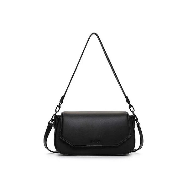 BOLSA BAGUETE MÉDIA SOFT SANTA LOLLA PRETO LISO