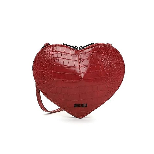 BOLSA CORAÇÃO CROCO VERMELHO BLOOD SANTA LOLLA ALÇA TRANSVERSAL