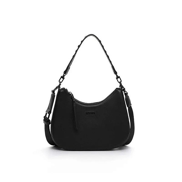 BOLSA BAGUETE MÉDIA SOFT SANTA LOLLA PRETO ALÇA SPIKES