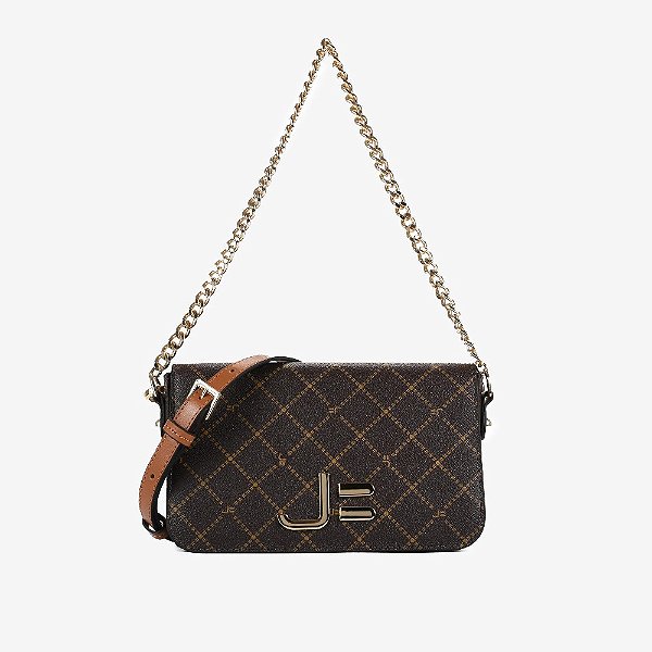 BOLSA TRANSVERSAL JORGE BISCHOF MONOGRAMA JB MARROM