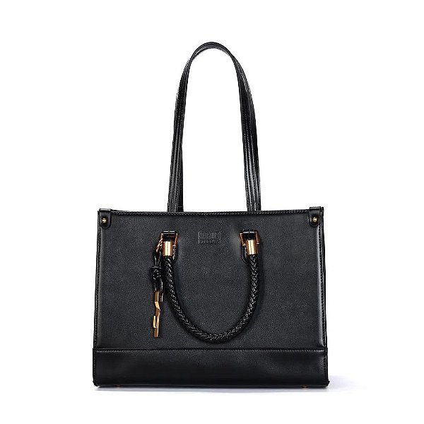 BOLSA GRANDE SANTA LOLLA ESTRUTURADA SOFT PRETO ALÇA DUPLA