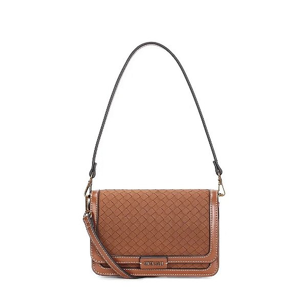 BOLSA BAGUETE SANTA LOLLA TRESSÊ ESTRUTURADA MARROM TERRACOTA