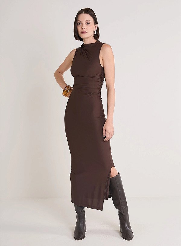 VESTIDO MAXI MIDI GOLA JAPONESA FORUM