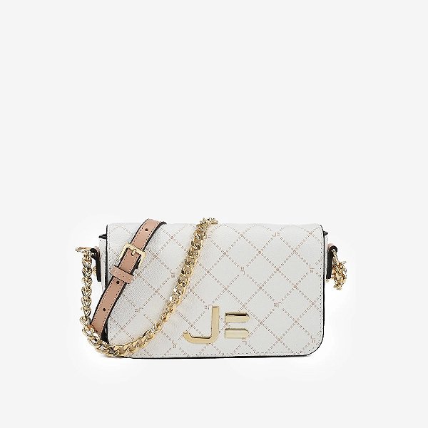 BOLSA TRANSVERSAL MONOGRAMA JORGE BISCHOFF OFF WHITE NUDE LINHO