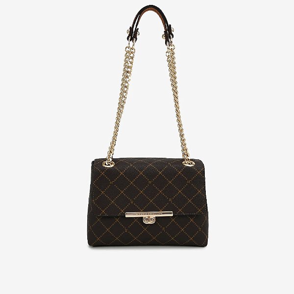 BOLSA DE OMBRO MARROM MONOGRAMA JORGE BISCHOFF