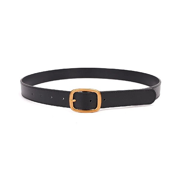 CINTO COURO SANTA LOLLA PRETO LISO FIVELA METALIZADA