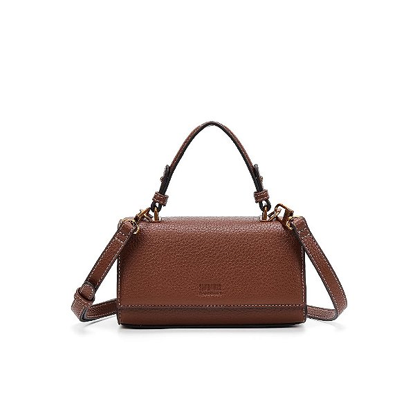 BOLSA PEQUENA SANTA LOLLA FLOATER ESTRUTURADA MARROM TERRACOTA