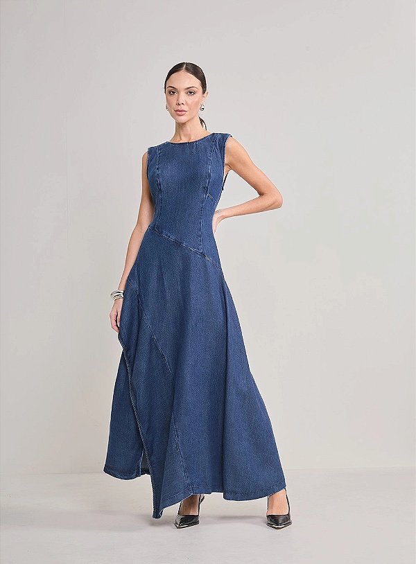 VESTIDO JEANS LONGO FORUM GODÊ