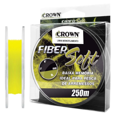Linha Monofilamento Crown Fiber Soft 250m - Amarela
