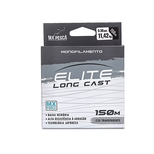 Linha Monofilamento Mx Pesca Elite Long Cast (150m) - Transparente