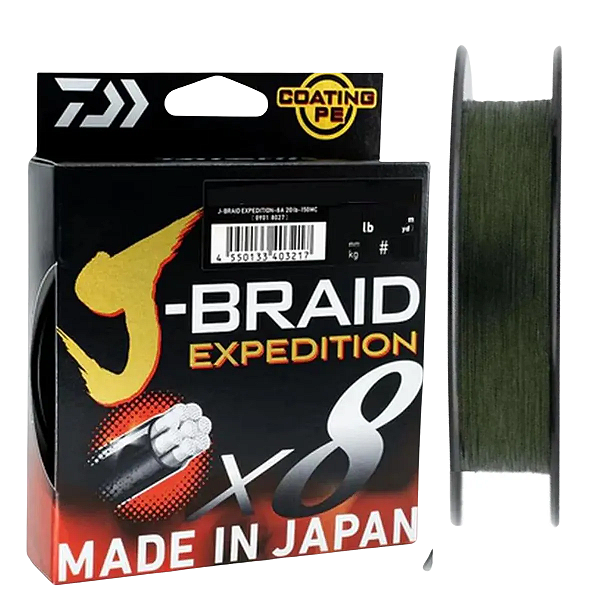Linha Daiwa J-Braid Expedition x8 - 150m - Dark Green