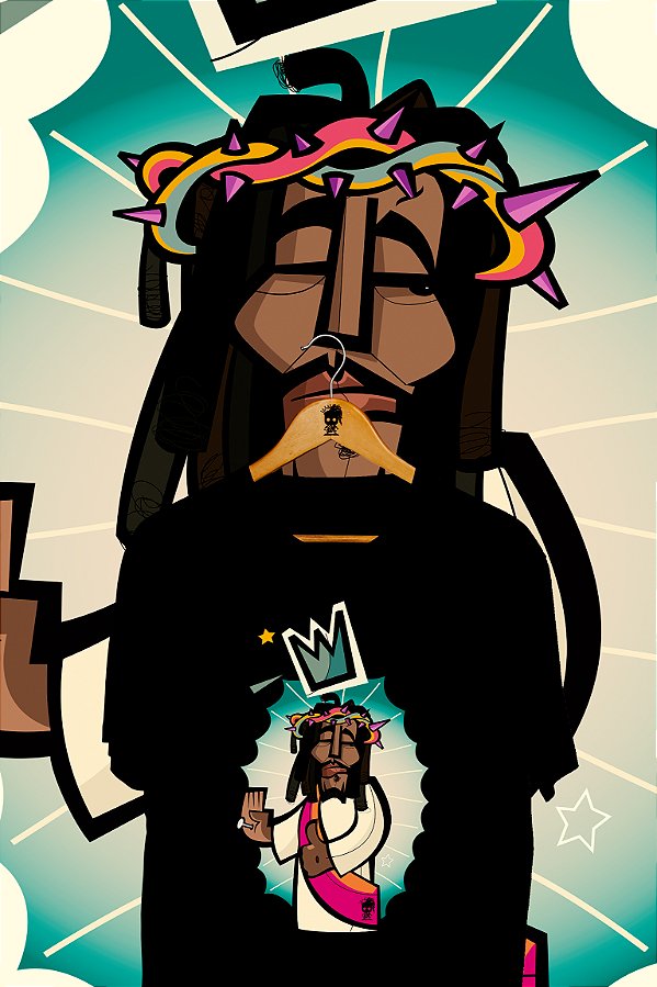 Camiseta Black Jesus Colorida Desenho