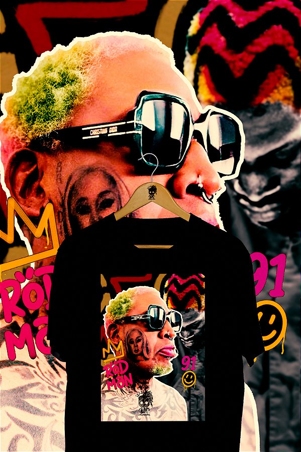 Camiseta Dennis Rodman Rosto Tatuado