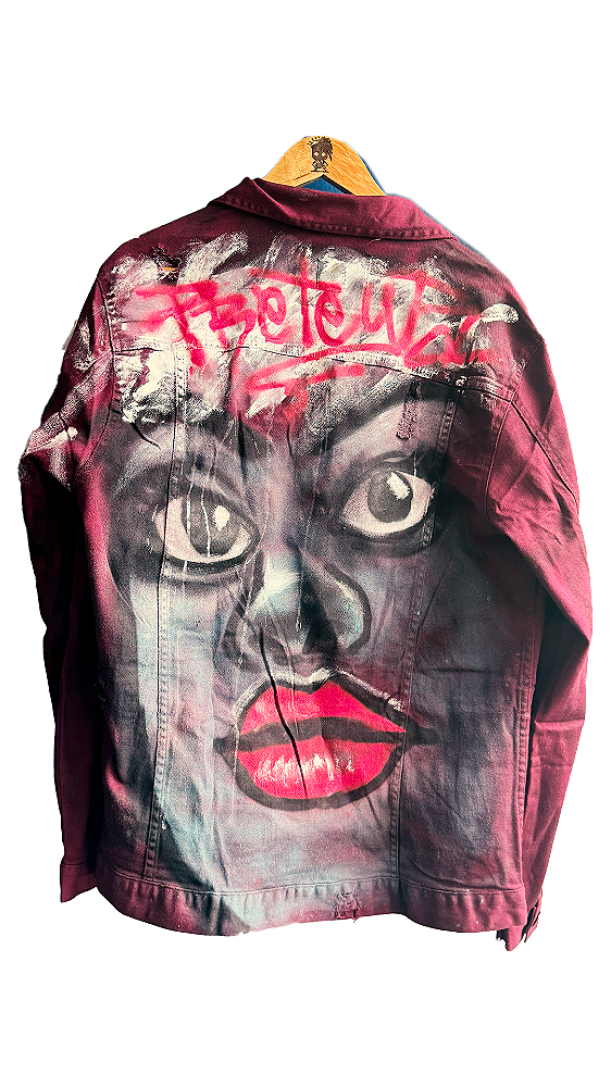 Jaqueta Customizada Destroyed Vinho - Personalizada a Mão
