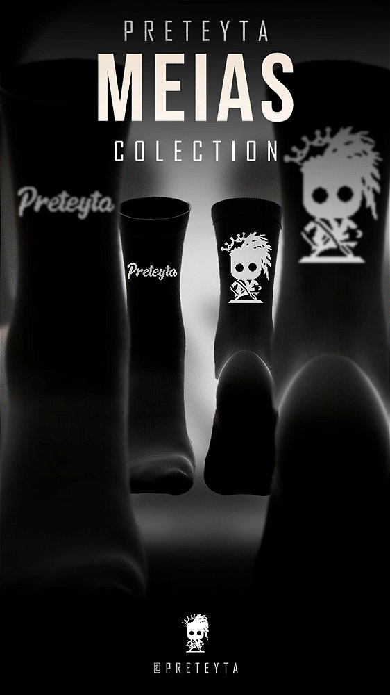 Meia Logo Preteyta Preta